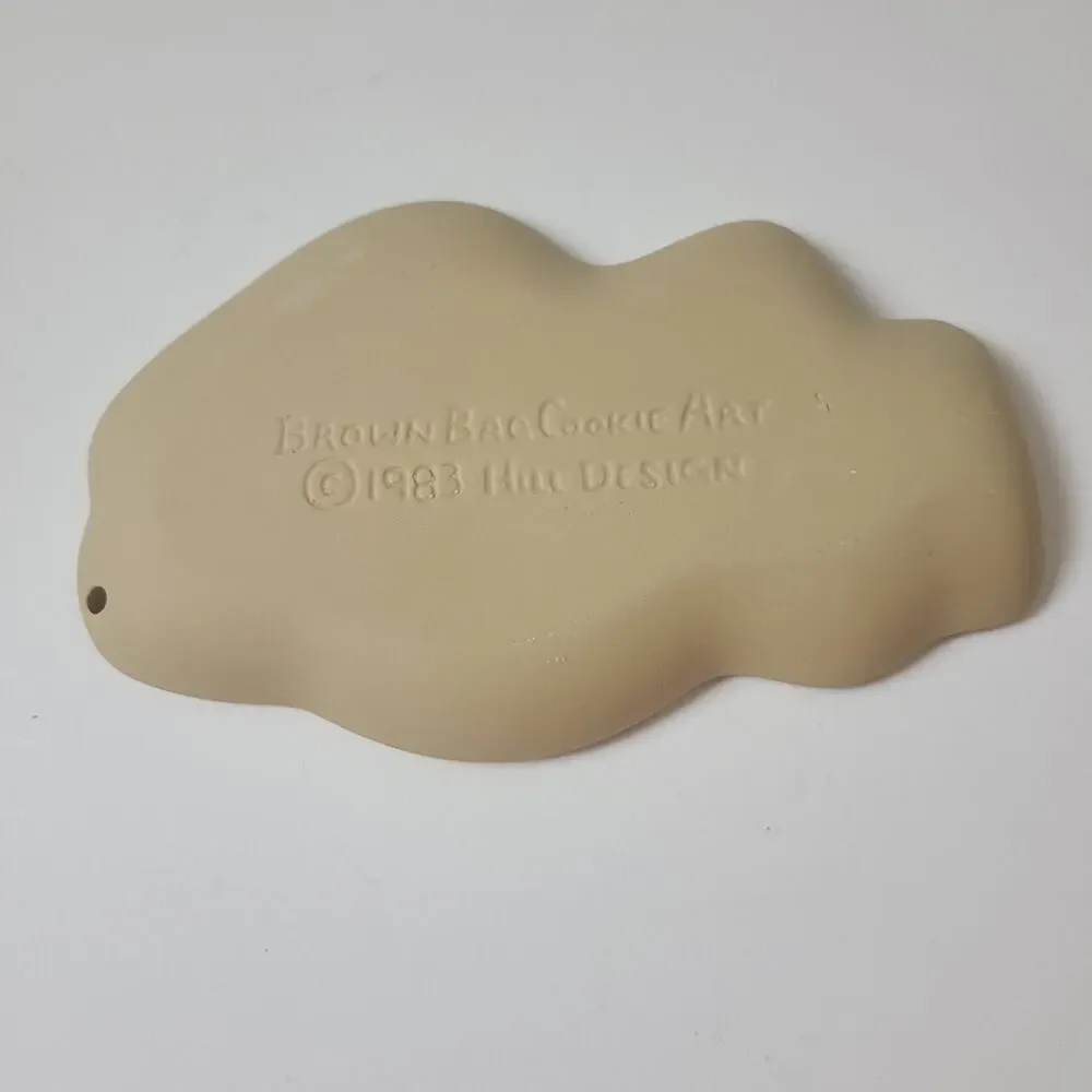 Brown Bag Santa Cookie Art Stoneware Art 1983 Christmas Hill Design